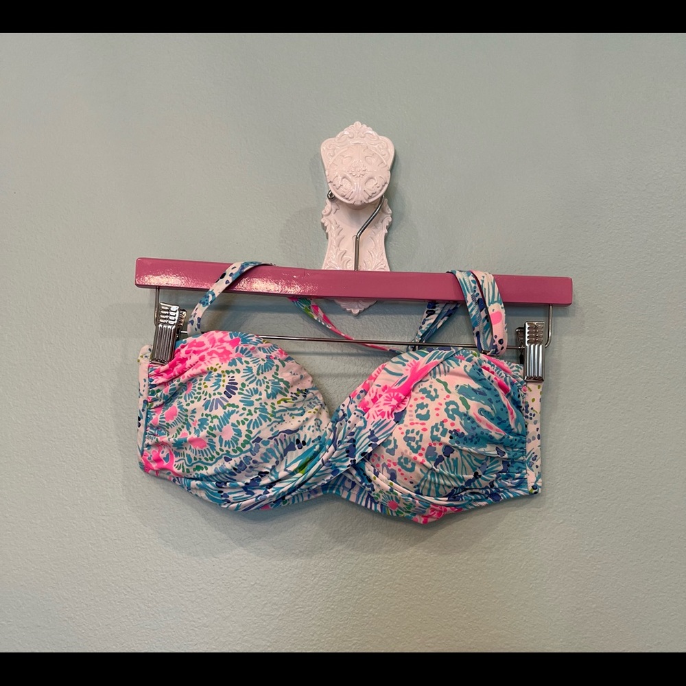 Lilly Pulitzer Cay Twist Swim Top. Size 8. Print:Sink or Swim.